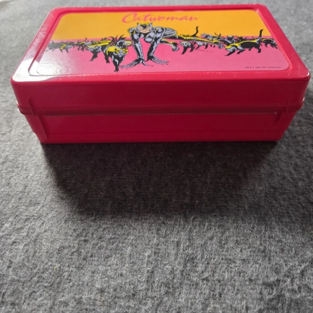 Batman Returns 1991 Catwoman Vintage Red Lunch Pencil Box Case Notebook Rare